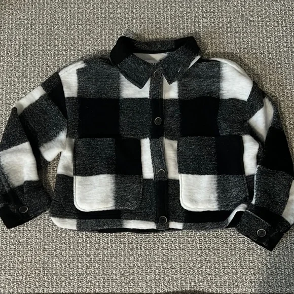 Zara Jackets Coats New Zara Kids Girl Cropped Shacket Jacket